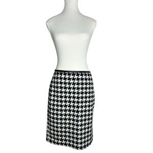 Talbots Women's Black Houndstooth Wool Y2K Business‎ Career Pencil Skirt 4P/W29
